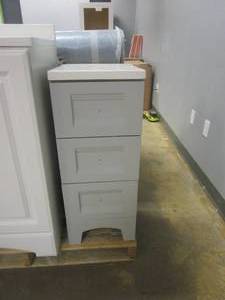 lot 300 image: Glacier Bay Delridge 12 in. W x 15 in. D Bath Vanity in Pearl Gray with Cultured Marble Vanity Top in White (NICE CONDITION)
