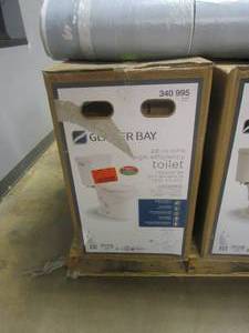 lot 302 image: Glacier Bay 2-Piece 1.28 GPF High Efficiency Single Flush Round Toilet in White (MISSING TANK, SOLD AS IS)