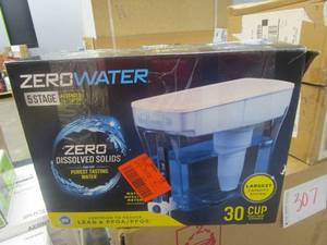 lot 312 image: Zero Water ZeroWater 30-Cup Ready-Pour- Water Pitcher Filter in Blue with Filtration System (OPEN BOX)