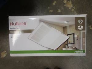 lot 324 image: Broan-NuTone 80 CFM Ceiling Bathroom Exhaust Fan with Light and 1300-Watt Heater (OPEN BOX)