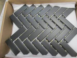 lot 349 image: Daltile Restore Matte Black Herringbone 9 in. x 12 in. x 6.35 mm Glazed Ceramic Mosaic Tile- 8 CASES, 1 CASE MISSING 2 PIECES, 78 TOTAL PIECES