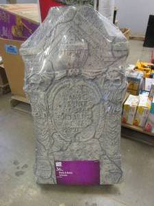 lot 384 image: Home Accents Holiday 3 ft Rotten Luck Styrofoam Tombstone Halloween Yard Decoration - 6 PACK
