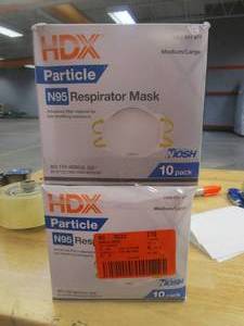 lot 406 image: LOT OF 2 HDX N95 Respirator Masks ML (10-Pack)