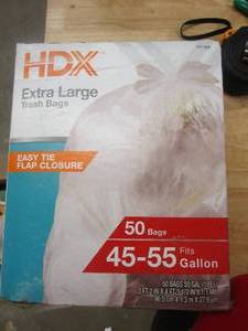 lot 407 image: HDX 50 Gal. Clear Extra Large Trash Bags (50 Count) (OPEN BOX)