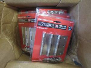 lot 432 image: LOT OF 7 Everbilt 3-12 in. Satin Nickel 14 in. Radius Door Hinges Value Pack (3-Pack)