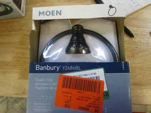 lot 434 image: MOEN Banbury Towel Ring in Matte Black (NEW)