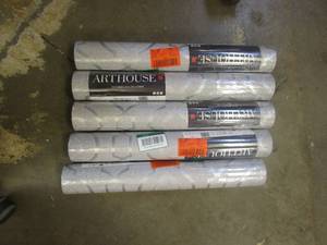 lot 441 image: Arthouse Calico Trellis Grey Textured Vinyl Wallpaper - TOTAL OF 5 ROLLS (TOTAL 280 SQ FT)