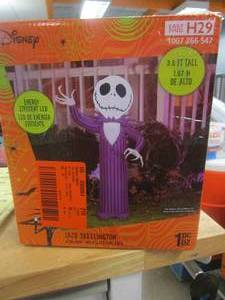 lot 373 image: Disney 3.5 ft Jack Skellington in Purple Suit Halloween Inflatable (OPEN BOX)