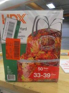 lot 413 image: HDX 39 Gal. Clear Flex Drawstring Trash Bags (50-Count) - For Outdoor, Yard Waste and Industrial (OPEN BOX)