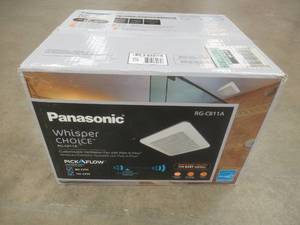 lot 113 image: Panasonic Whisper Choice DC Pick-A-Flow 80110 CFM Ceiling Bathroom Exhaust Fan with Flex-Z Fast Bracket - SOLD AS IS