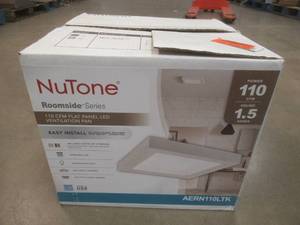 lot 126 image: Broan-NuTone Roomside Decorative 110 CFM Ceiling Bathroom Exhaust Fan with Square LED Panel and Easy Change Trim, ENERGY STAR - SOLD AS IS