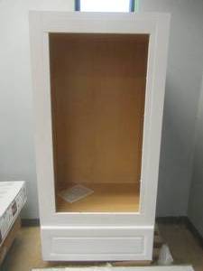 lot 2 image: Hampton Bay Shaker Oven Cabinet With Drawer In White 33 24 x 72 Tall, kdvl3372-sw - SOLD AS IS