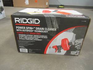lot 12 image: RIDGID Power Spin 14 in. x 25 ft. Hybrid Drain Cleaning Snake Auger (Manual or Cordless Drill Operated, Tool Only) - SOLD AS IS