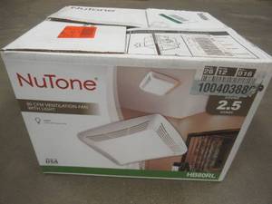 lot 25 image: Broan-NuTone 80 CFM Ceiling Bathroom Exhaust Fan with Light - SOLD AS IS