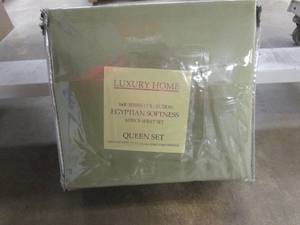 lot 453 image: Luxury Home 6-Piece Sage Super-Soft 1600 Series Double-Brushed Queen Microfiber Bed Sheets Set