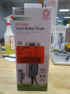lot 469 image: LOT OF 6 Power Gear Outdoor Yard Stake Mechanical Timer with 6-Grounded Outlets in Green