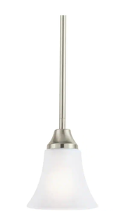 lot 311 image: Sea Gull Lighting Holman 1-Light Brushed Nickel Pendant with LED Bulb (OPEN BOX)