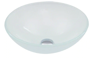 lot 321 image: VIGO Glass Round Vessel Bathroom Sink in Frosted White