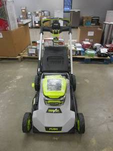 lot 479 image: RYOBI 40V HP Brushless 21 in. Battery Walk Behind Push Lawn Mower with 7.5 Ah Battery and Rapid Charger (NICE CONDITION)