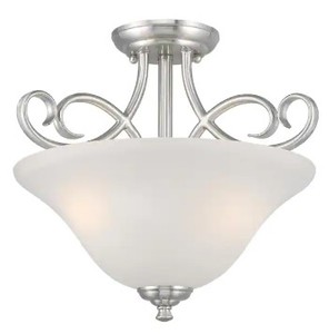 lot 37 image: Westinghouse Dunmore 15 in. 2-Light Brushed Nickel Semi-Flush Mount, 65738 - SOLD AS IS