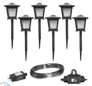 lot 44 image: Hampton Bay Low Voltage Black LED Integrated Path Light Kit (6-Pack), 1002753136 - SOLD AS IS