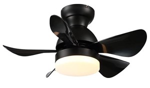 lot 63 image: CJOY 30, 5 Blade, Small Ceiling Fan with Light and Remote Control in Black, X002NO5YXP - SOLD AS IS
