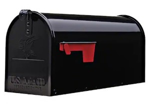lot 64 image: Gibraltar Mailboxes Elite Black, Medium, Steel, Post Mount Mailbox. - SOLD AS IS