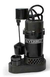 lot 83 image: Everbilt 12 HP Aluminum Sump Pump Vertical Switch, HDSP50V - SOLD AS IS