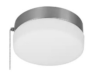 lot 97 image: Hampton Bay Hanafin 9 in. 100-Watt Equivalent Brushed Nickel Selectable Integrated LED Flush Mount with Glass Shade - SOLD AS IS