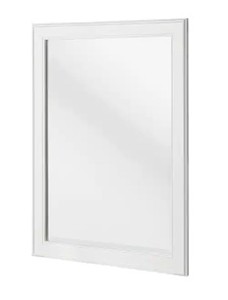 lot 100 image: Home Decorators Collection 24 in. W x 32 in. H Framed Rectangular Beveled Edge Bathroom Vanity Mirror in White - SOLD AS IS