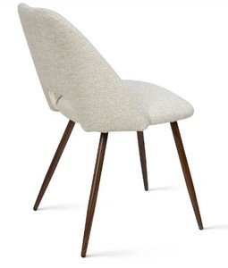 lot 112 image: 4 Pack Edwin Lounge Chairs Walnut and Beige - SOLD AS IS