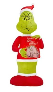 lot 151 image: Dr. Seuss 10 ft Grinch With Dr. Seuss Book Holiday Inflatable - SOLD AS IS