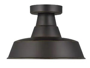 lot 156 image: Generation Lighting Barn Light 1-Light Antique Bronze Outdoor Flush Mount Light - SOLD AS IS