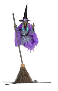 lot 142 image: Home Accents Holiday 12 ft Animated Hovering Witch Halloween Animatronic - SOLD AS IS