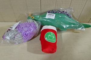 lot 71 image: Plush Dog Toys - Dinosaur, Coffee Cup, Warthog
