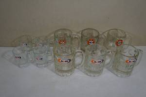 lot 129 image: 6 A&W Root Beer Glass Mugs with 4 Mini Mugs