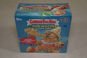 lot 144 image: Topps Garbage Pail Kids Mega Box of Book Worms Sticker Card Packs