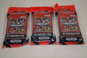 lot 145 image: 3 Packs 2021 Panini Prizm Draft Picks Basketball Cards - RedWhiteBlue Prizm Bonus