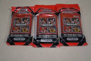 lot 147 image: 3 Packs 2021 Panini Prizm Draft Picks Basketball Cards - RedWhiteBlue Prizm Bonus