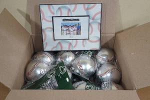 lot 191 image: Christmas Ornaments with Picture Frame -Baseball Themed