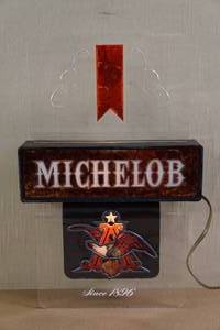 lot 204 image: Vintage Michelob Beer Stained Glass Eagle Bar Light -Works