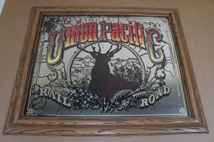 lot 231 image: Vintage Framed Union Pacific Railroad Mirror