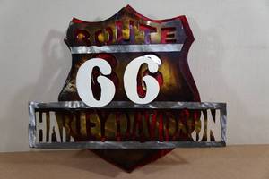 lot 232 image: Harley Davidson Route 66 Laser Cut 3D Sign