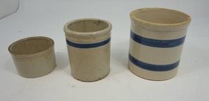 Set of Three Stoneware Crocks including Two Blue-Banded
