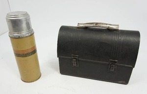 VINTAGE DOME TOP LUNCH BOX PAIL MINERS WORKING MAN METAL With THERMOS