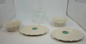 Pioneer Woman Serving Dishes and Tree Shaped White Wire 13 Cupcake-Muffin Stand