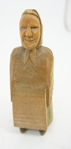 Hand Carved Wood Peasant Lady