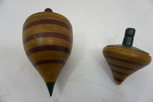 Hand Carved Wood Turned Spinner Tops
