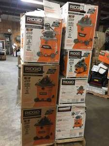 lot 6 image: Pallet with assorted Ridgid Shop Vacs various models and conditions customer returns review pictures