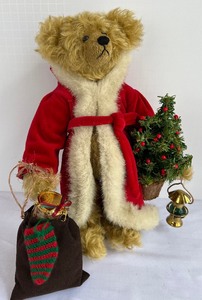 lot 944 image: Artisan Christmas Bear Doll and Faux Trees